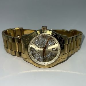 Michael Kors “Layton” Engraved Map Crystal Pave Dial Watch